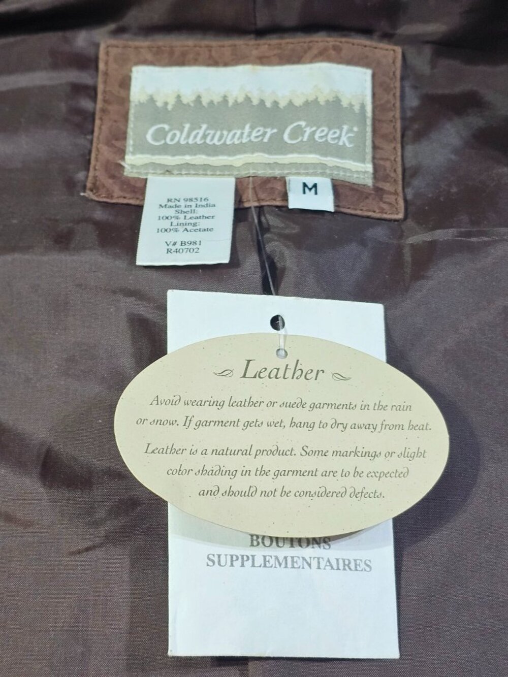 NWT Coldwater Creek Women's Embossed Brown Leather Button Front Vest Size M 3221 - Picture 7 of 12